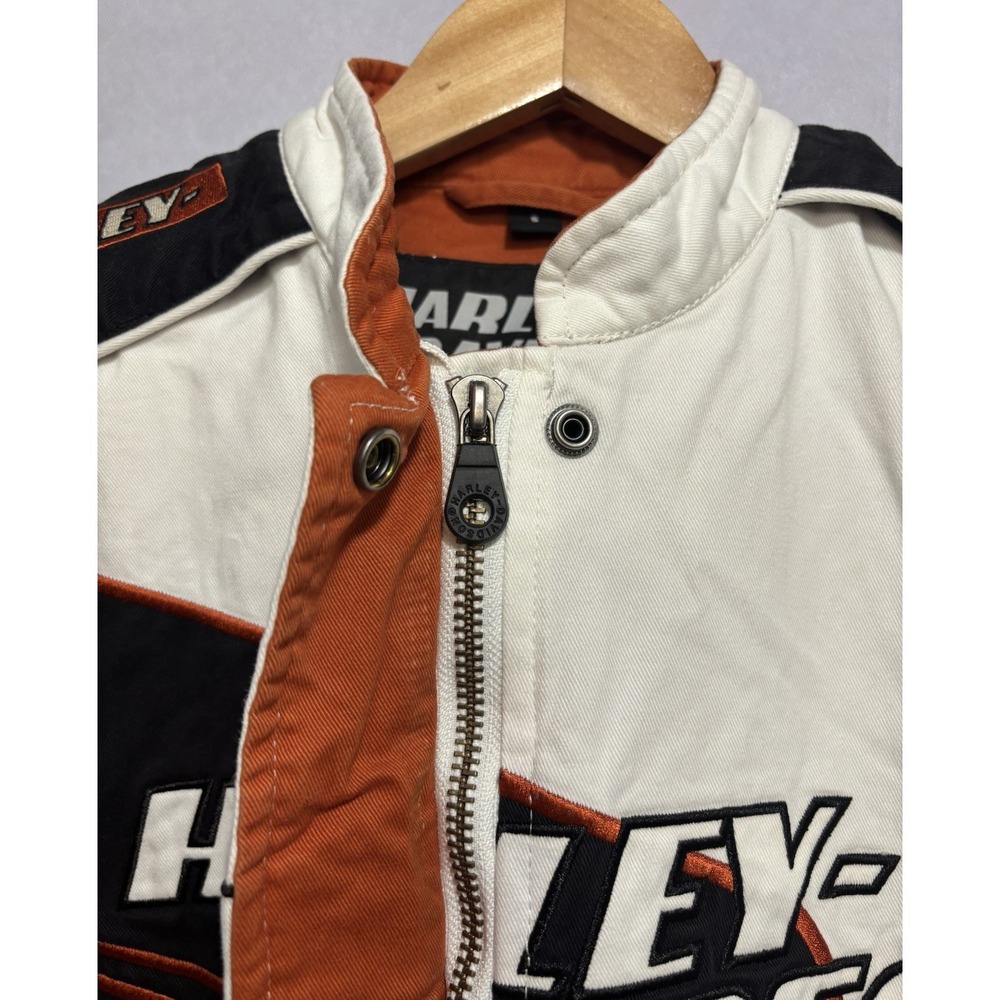 Harley Davidson Jacket Women's Small Screamin' Eagle White Black Flame Racing - Picture 9 of 12